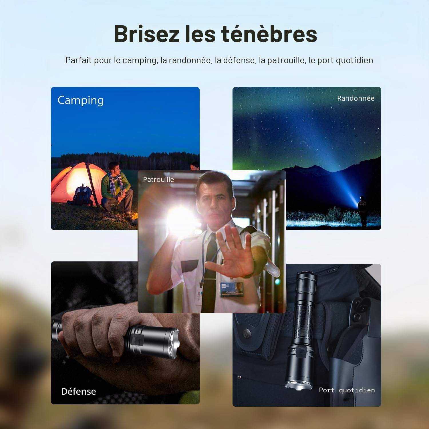 KLARUS EP11 - Lampe Torche tactique rechargeable USB-C 1300 lumens, double interrupteur arrière, 3 modes d'éclairage + stroboscope, lampe de poche étanche IPX8