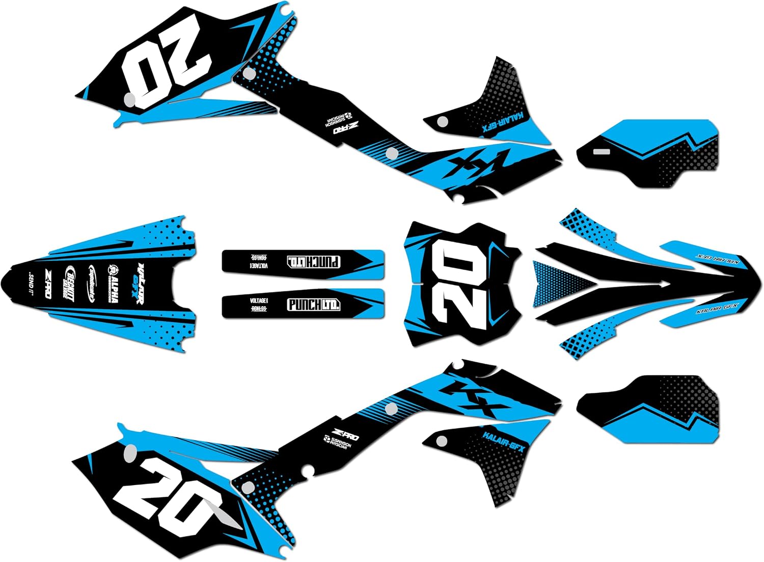 Graphics Kit for Kawasaki KX450F (2016-2018) Spear Series Green 16 Mil-Dirt bike Custom Racing Graphics Decals Stickers Kit, no-plastics