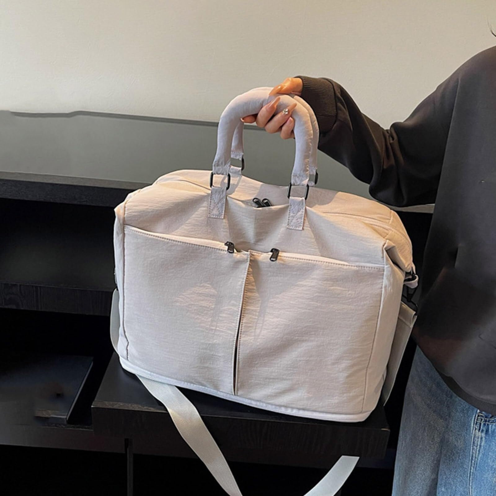 borsone palestra Borsa da palestra pieghevole Borsa da viaggio sportiva di grande capacità Tracolla regolabile