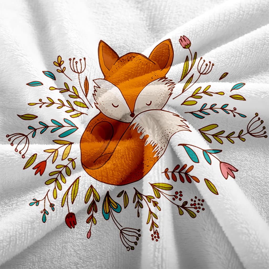 Couverture en Microfibre Renard De Dessin Animé Moelleuse Chaude Plaid en Flanelle Doux Animal Polaire Sherpa Couverture pour bébé d'enfants Adultes (150x200 cm)