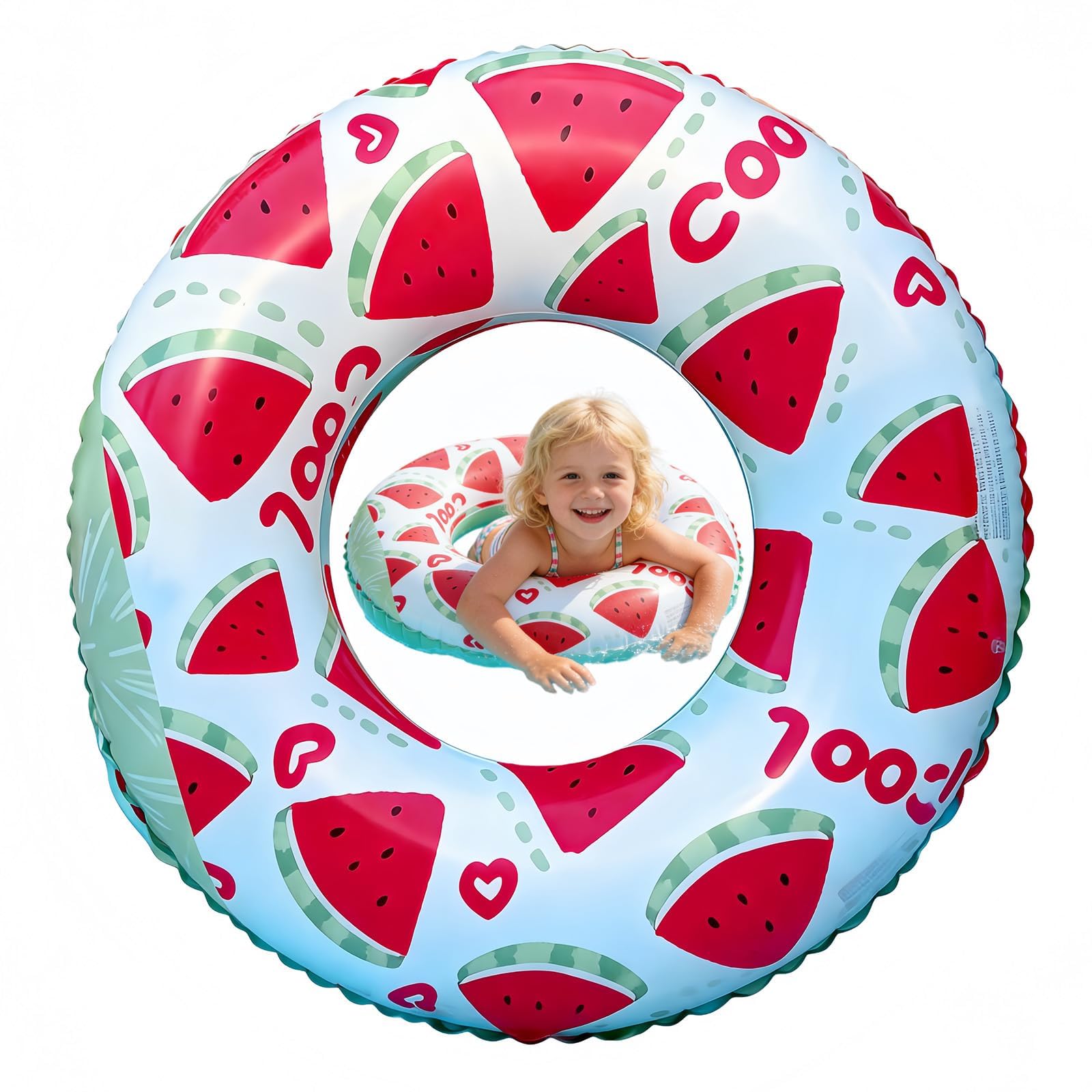 NIFTYY Swimming Rings for Kids Adults – Watermelon Swim Tube, Inflatable Pool Floats, Rubber Ring for Swimming, Beach & Pool Party Supplies (70# child)