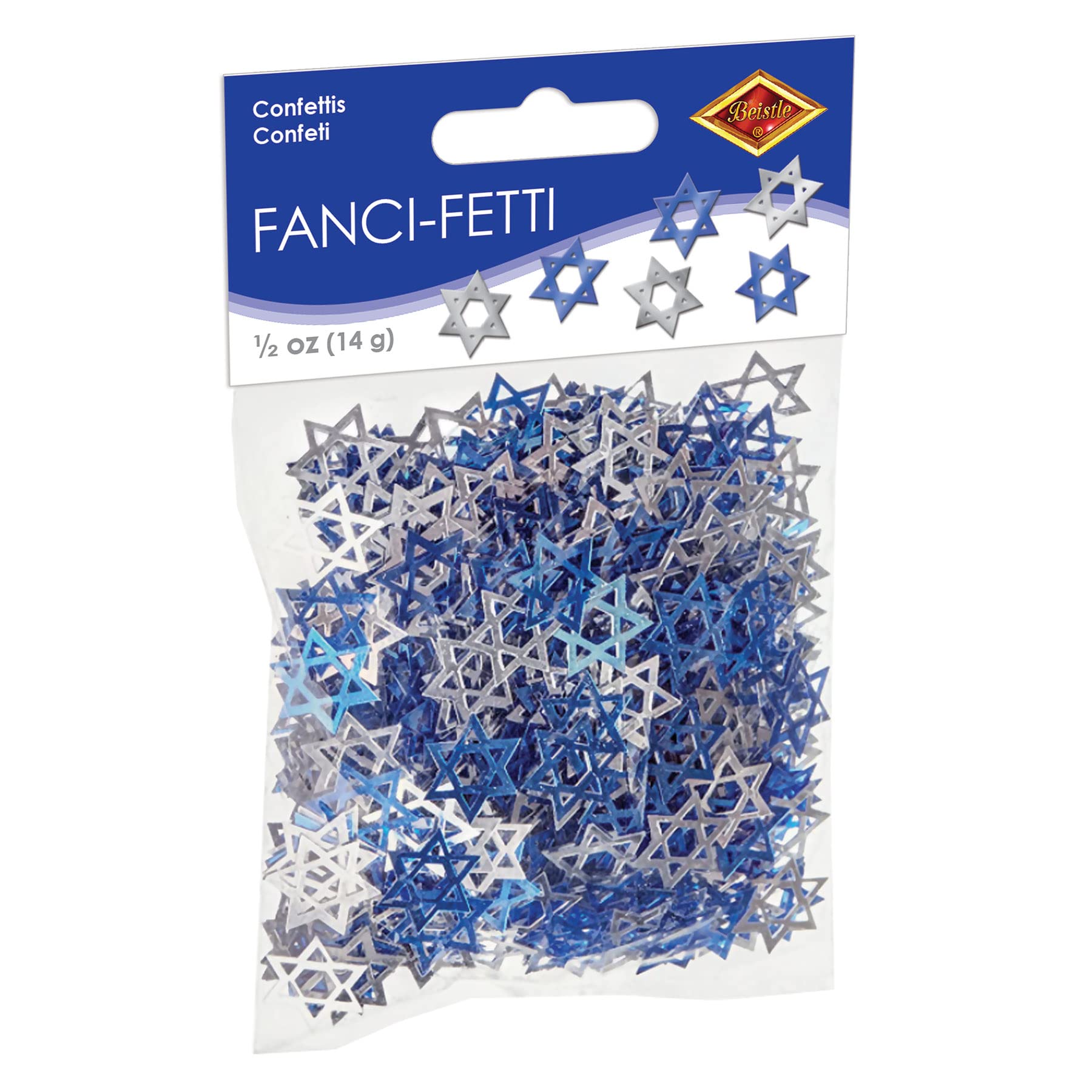 Beistle 20636 Fanci-Fetti Star of David (Blue & Silver) Party Accessory (1 Count) (.5 Oz/Pkg)