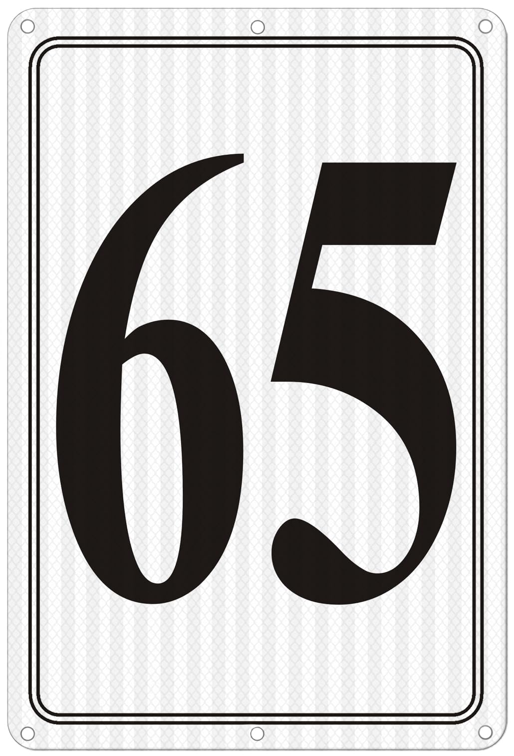 i-CowFun Premium Reflective Metal Number Signs 65 - Aluminum 12" X 8" Parking Spot Numbered Signs Outdoor, Large, Floor, Dock, Court, Aisle, Field, No Fade, Weather-Resistant