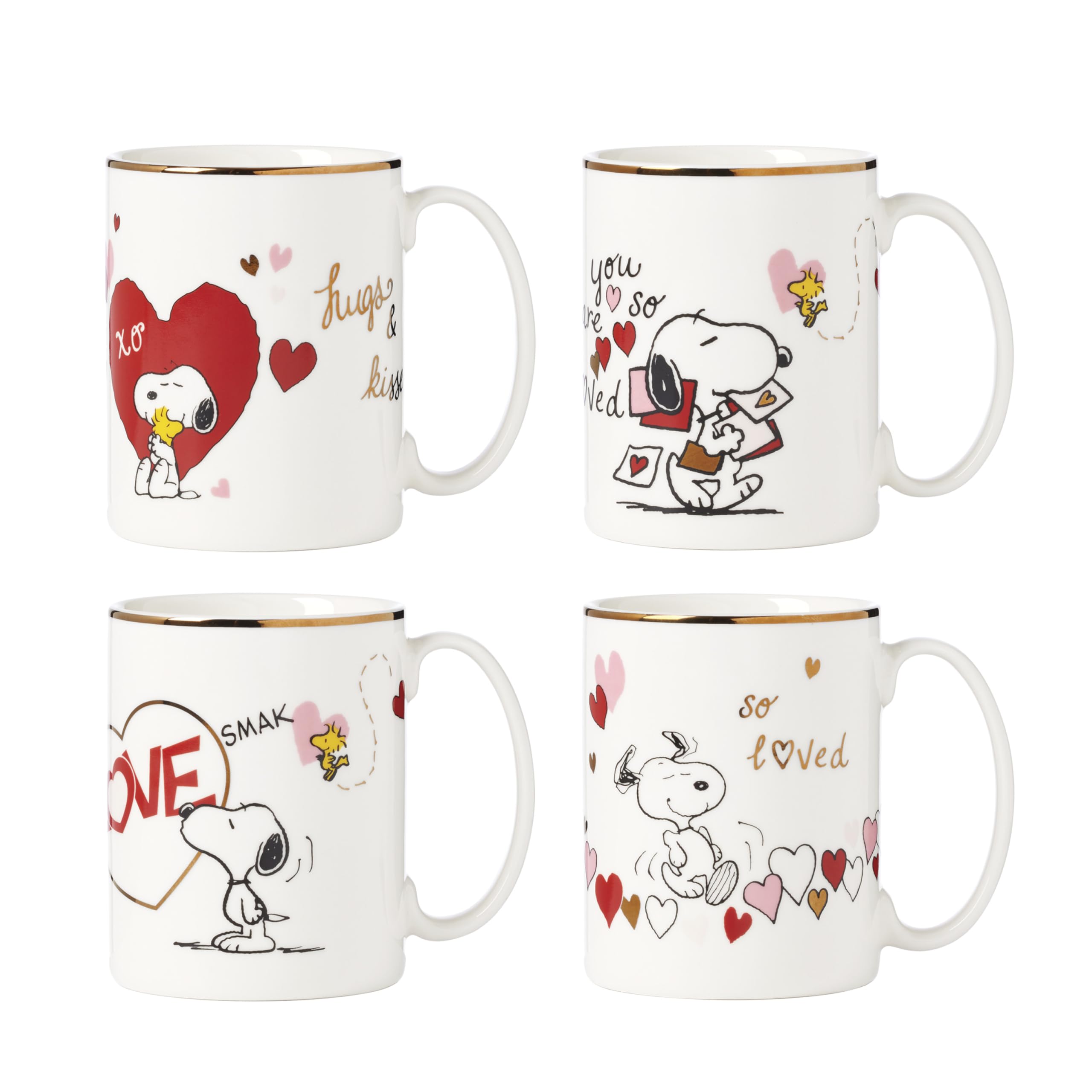 Amazon.com: Lenox 897219 Snoopy Valentines Day Mugs, Set of 4