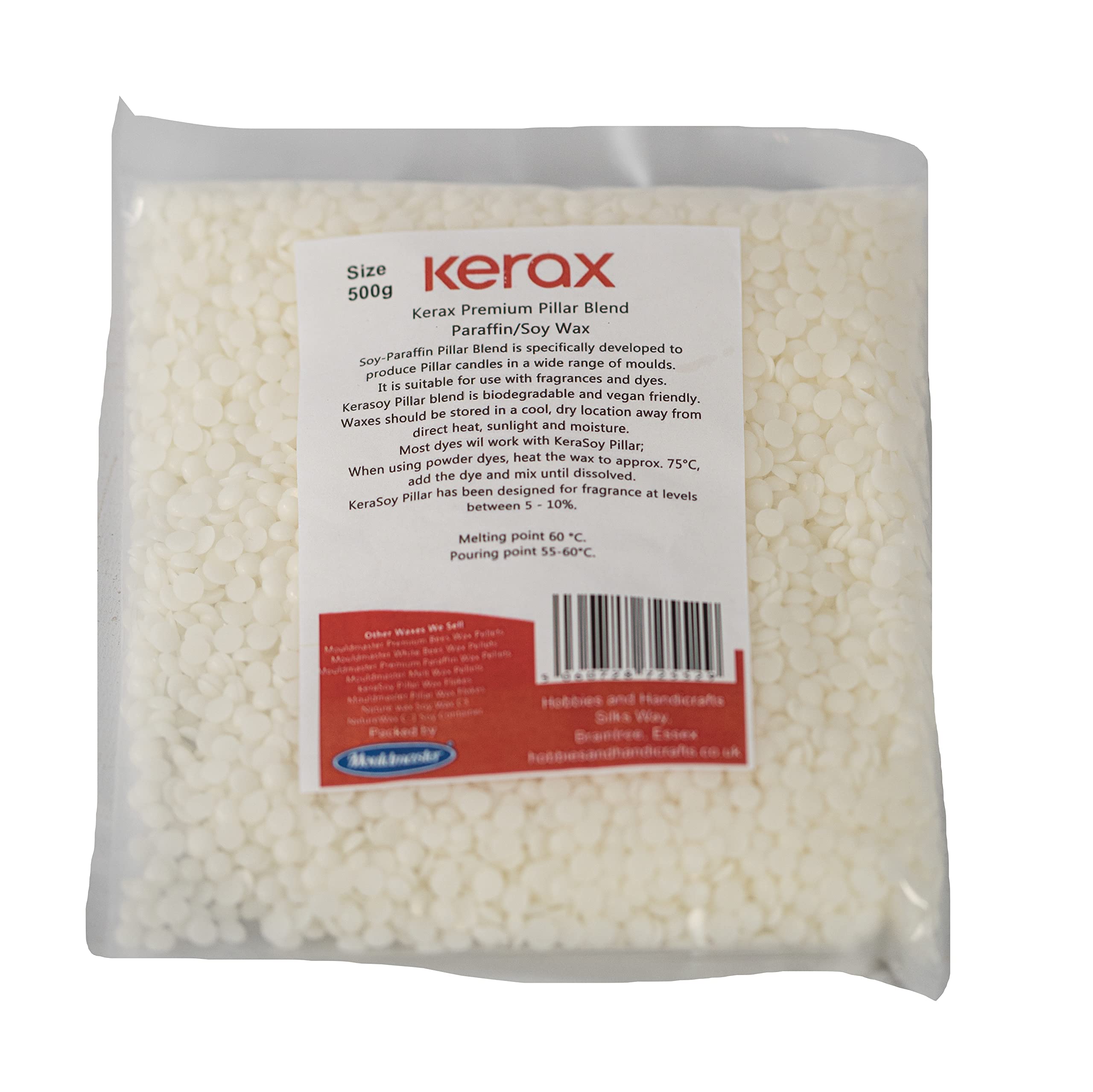 Mouldmaster Off White Kerax Paraffin Soy Blend Pillar Wax, 500G