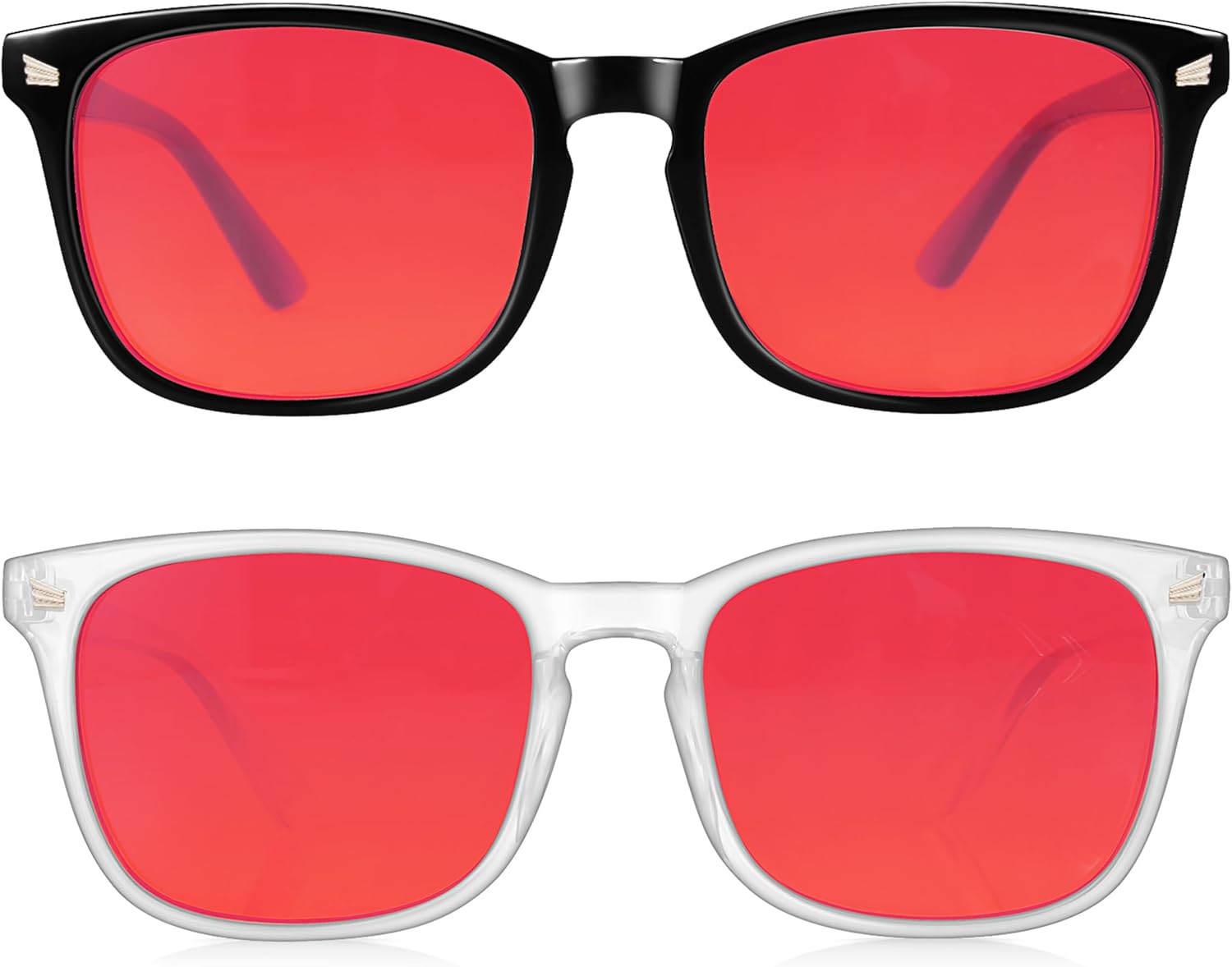 2 Packs Professional Sleep Glasses with 99.9% Blue Light Blocking Dual AR Coatings Red Lens, Computer Gaming Glasses for Men Women, Anti Fatigue & Eye Strain