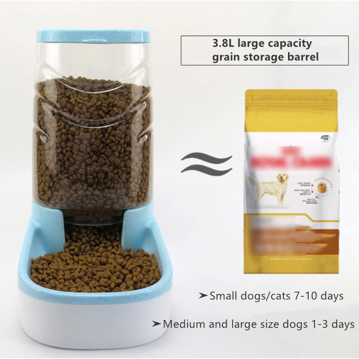 Distributeur de Nourriture Sèche,Distributeur Croquettes et Eau Automatique pour Chat Chien,Croquettes pour Chats et Chiens 3.8L Mangeoire Pratique,A