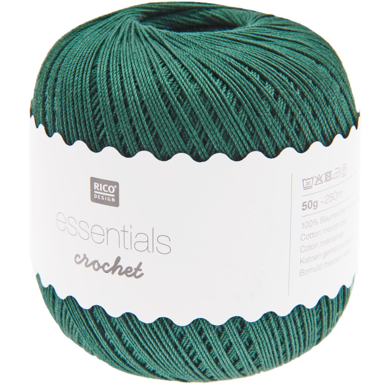 Rico Design Essentials Crochet, 100 Percent Cotton, Fir Green