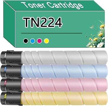 for Konica Minolta TN224 TN-224 TN 224 K/C/M/Y Toner Cartridge Standard Capacity Replacement,Compatible for Bizhub C7222 C7226 C256 Printer 1 Set