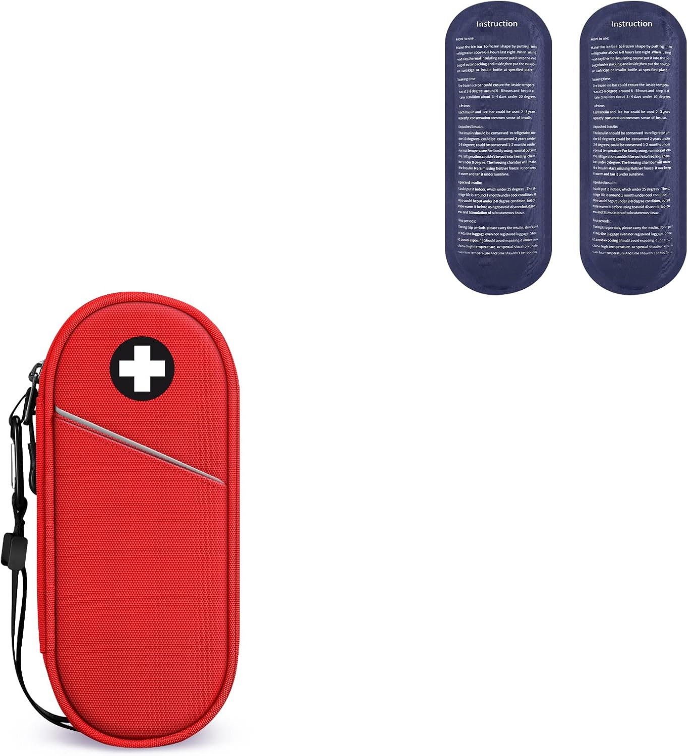 SITHON Medical Carrying Case Insulated Red & Ice Packs Bundle