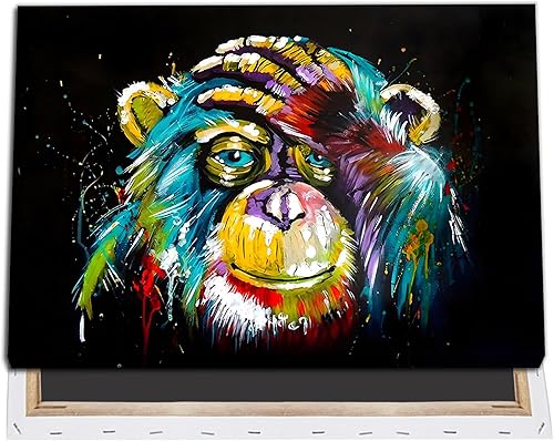 Lienzo decorativo para pared, diseño de mono, colorido graffiti, póster abstracto de animales, arte de pared de graffiti, impresiones artísticas de