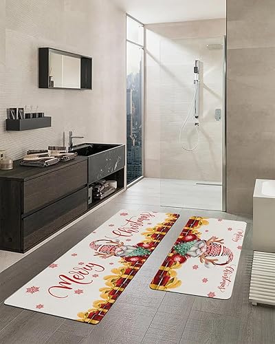 Miniatura 2 de Tapete de baño de gnomos de Navidad para bañera, tapete antideslizante de secado rápido y absorbente, tierra de diatomeas para fregadero de ducha,