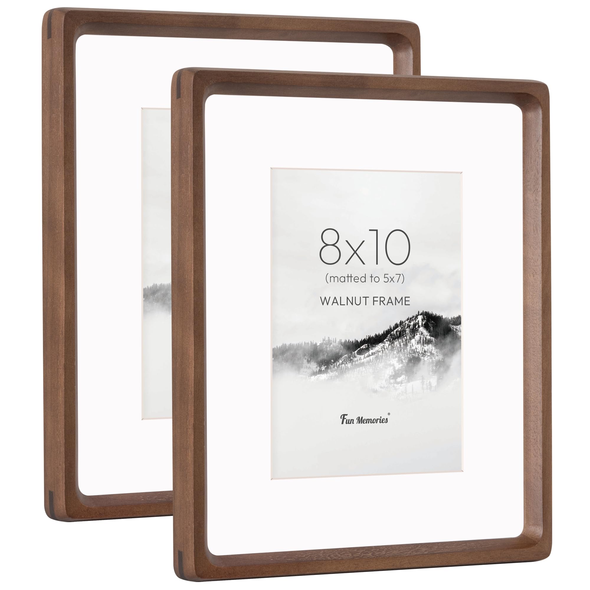 Cadres photo en bois de noyer 20x25 cm avec passe-partout 13x18 et verre trempé