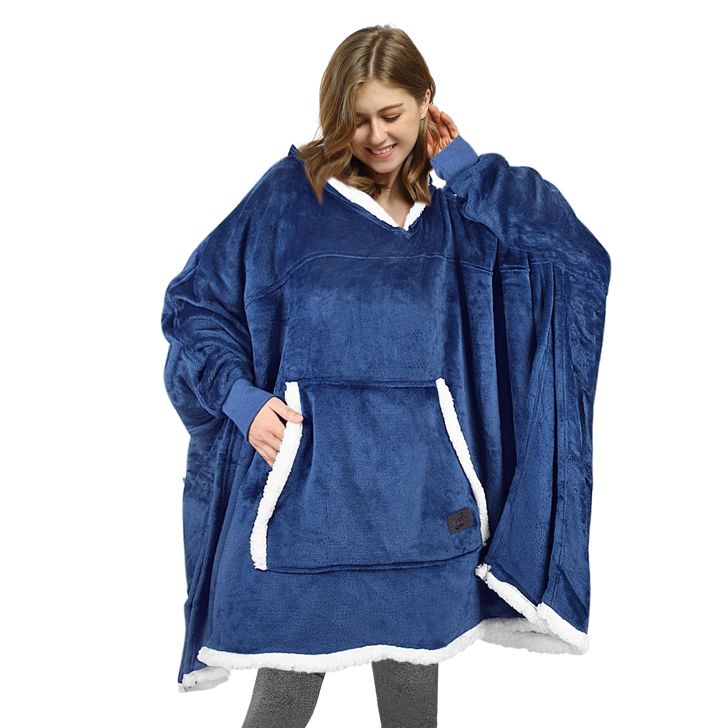 Catalonia Classy Oversize Poncho Hoodie Decke Warm Geschenke für Frauen, Flauschig Kuschelpullover Blanket Hoodie Damen Mädchen, Übergröße Tragbare Decke mit Ärmeln Erwachsene Teenager,