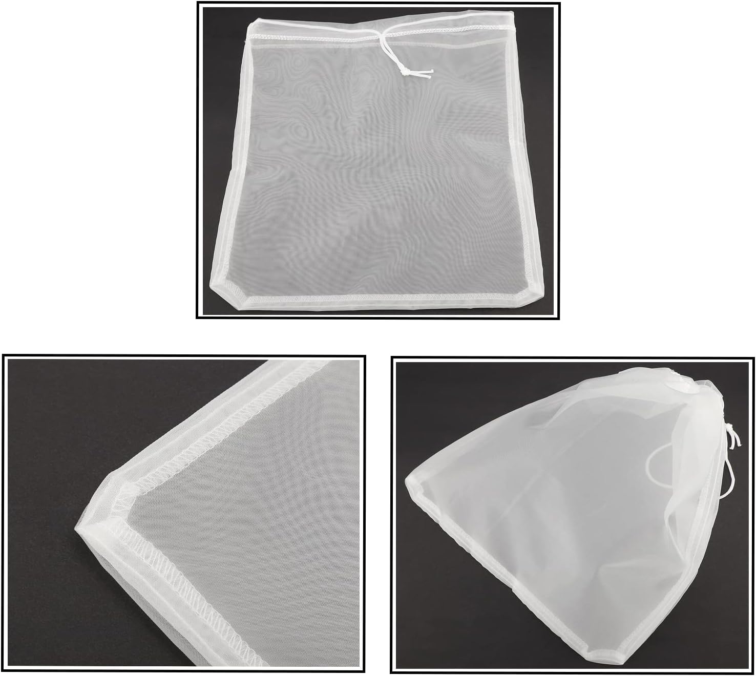 30 * 30cm/11.8 * 11.8inch Nut Milk Bags Reusable Muslin Cheesecloth Bags Nylon Straining Bag Fine Mesh Food Strainer Filter Bags Milk Strainer Bag for Soy Milk