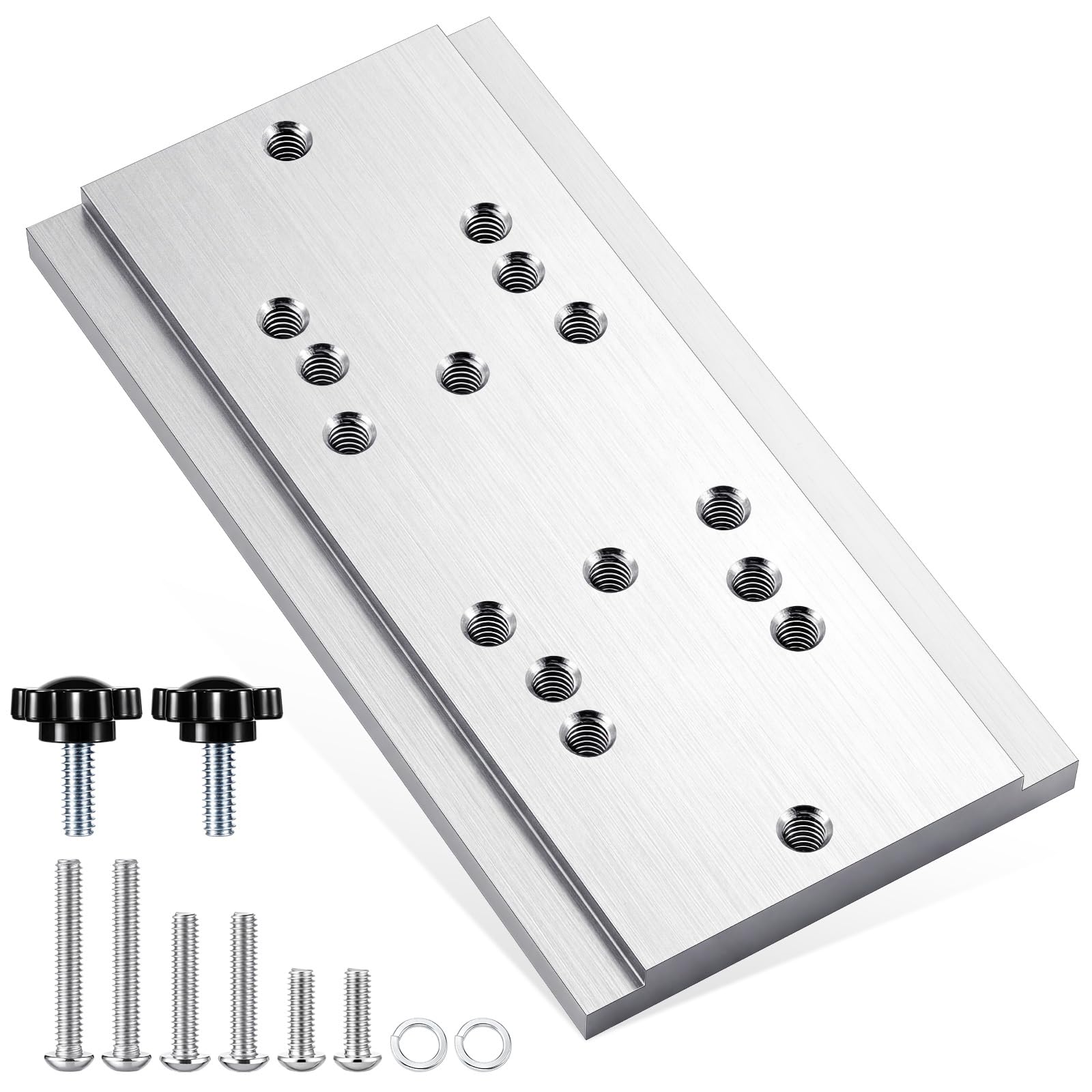 Frienda Tackle Fishing Rod Holder Adapter Plate, 3" x 6" Anodized Aircraft Grade Aluminum Compact Track System Adapter Stainless Hardware for Various Rod Holder, Not Included Track System