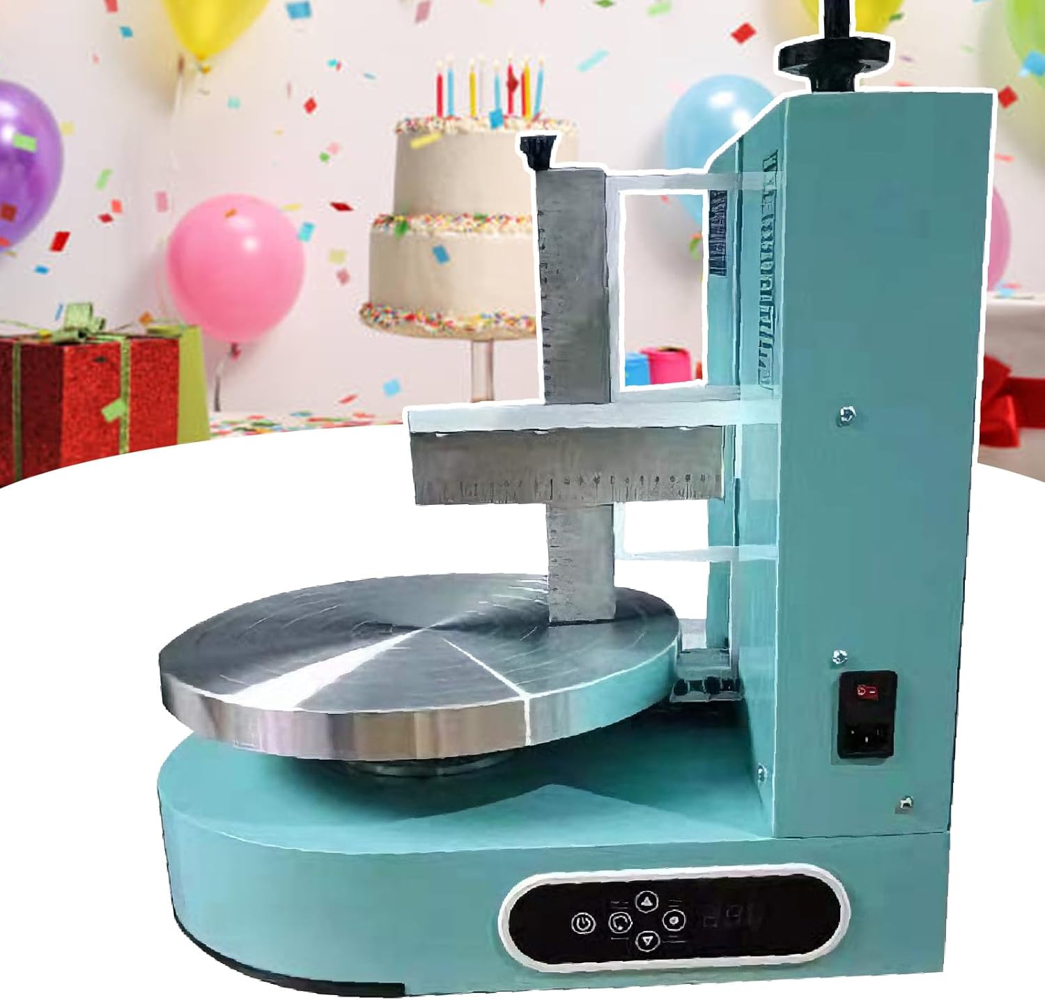 Cake Icing Machine/Automatic Cake Icing Machine - 200w High-Power Performance, 320 RPM Speed, 20cm Blade Lift, Hd Display, 60db Low Noise, for 4-12 Inch Round Cakes Blue