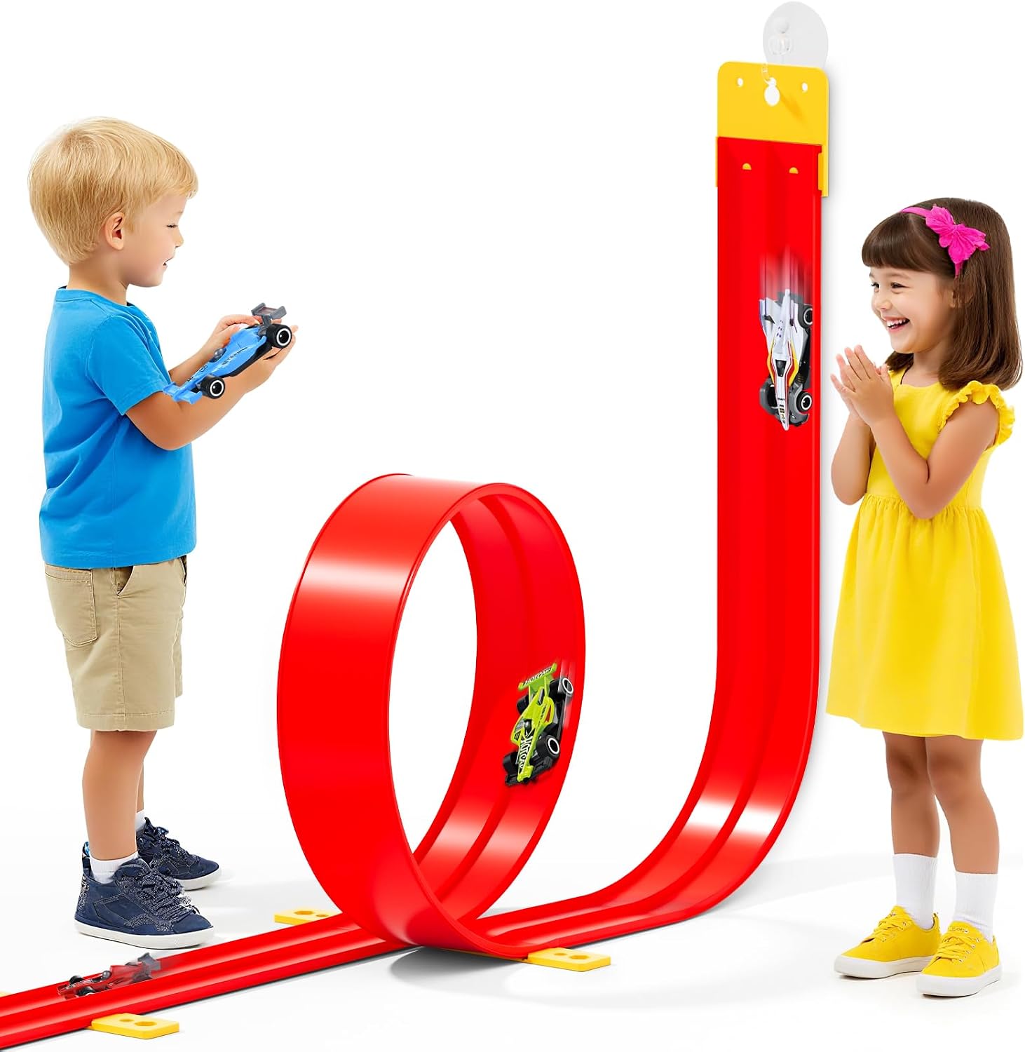 Amazon.com: 13 Ft Flexible Race Car Track Compatible with Hot Wheels ...