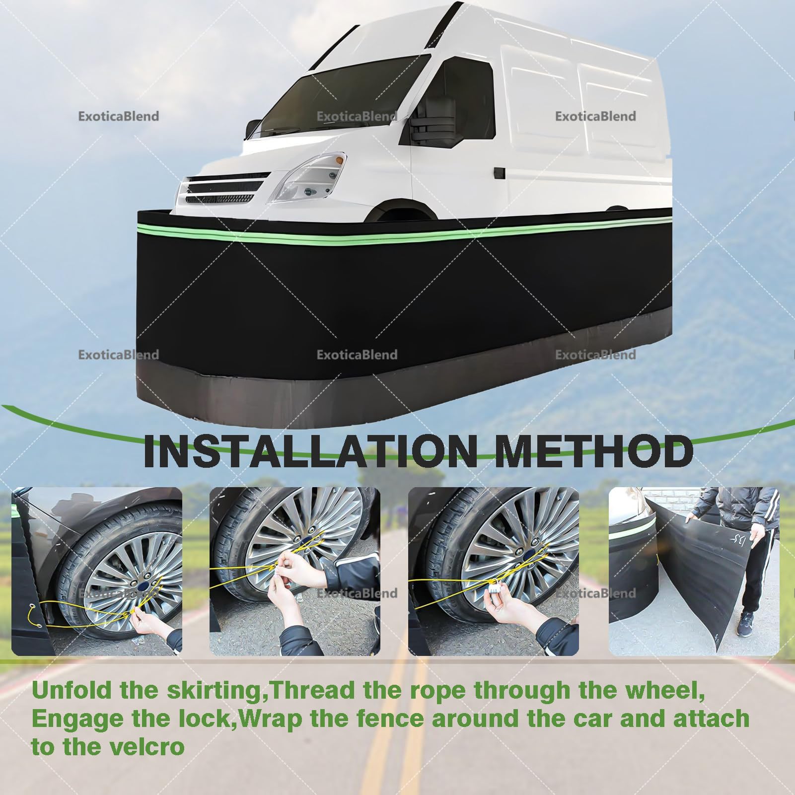 Battiscopa per camper con piastre in metallo per una facile installazione e stoccaggio, copertura per ruota per casa mobile per protezione esterna
