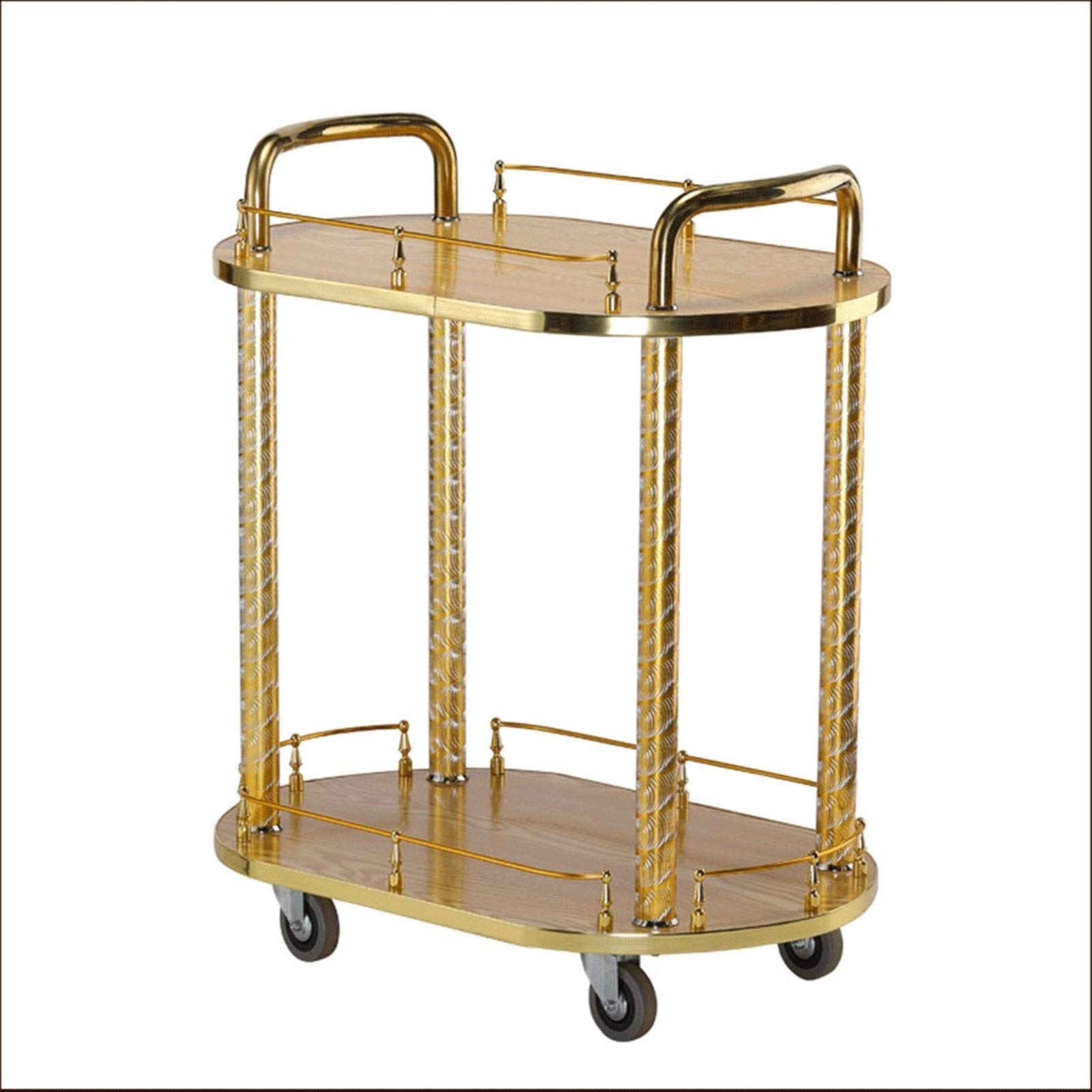 asdchZen Bar Cart Rack Serving Cart 2 Tiers, Bar Hotel Mobile Storage Cart, High-End Kitchen Cart, Storage Wrought Iron Trolley