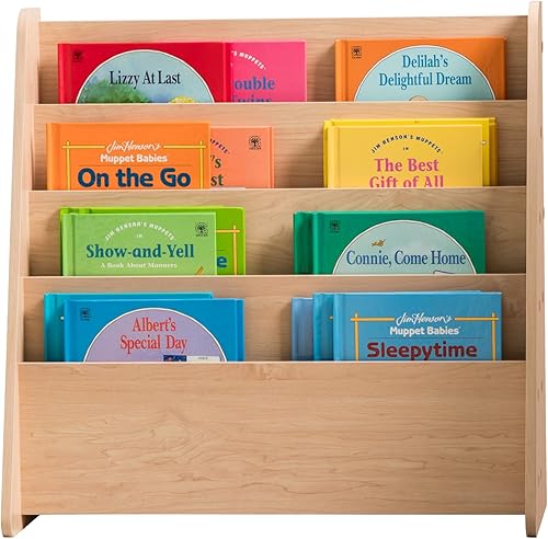 IRIS USA - Revistero ancho de madera, 4 bolsillos, soporte para cuaderno de bocetos con compartimentos profundos para sala de estar, baño,