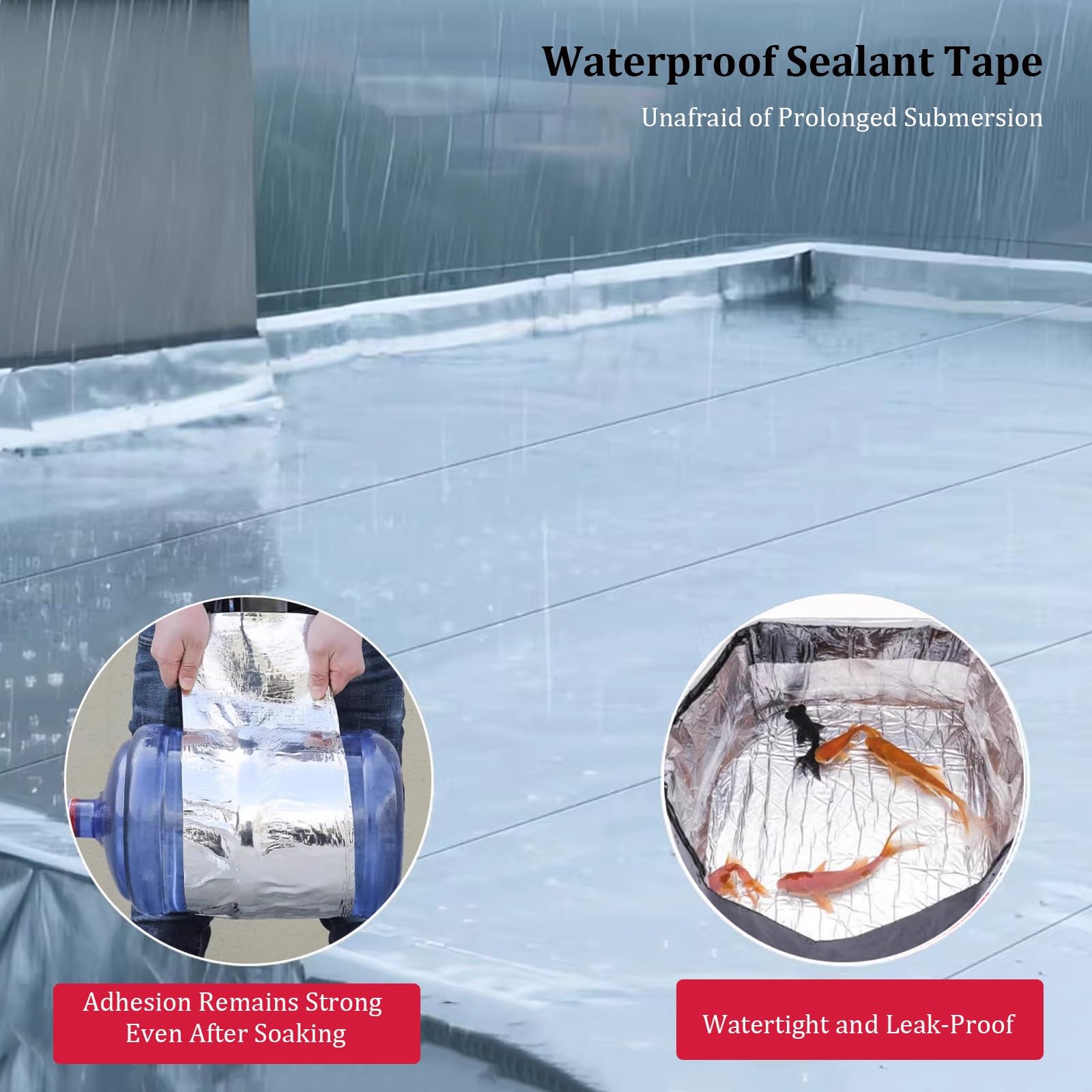 Cinta impermeable de caucho butílico, cinta selladora reforzada para techos, resistente a los rayos UV y a la temperatura, cinta autoadhesiva a prueba de fugas(W0.2MXL5M)