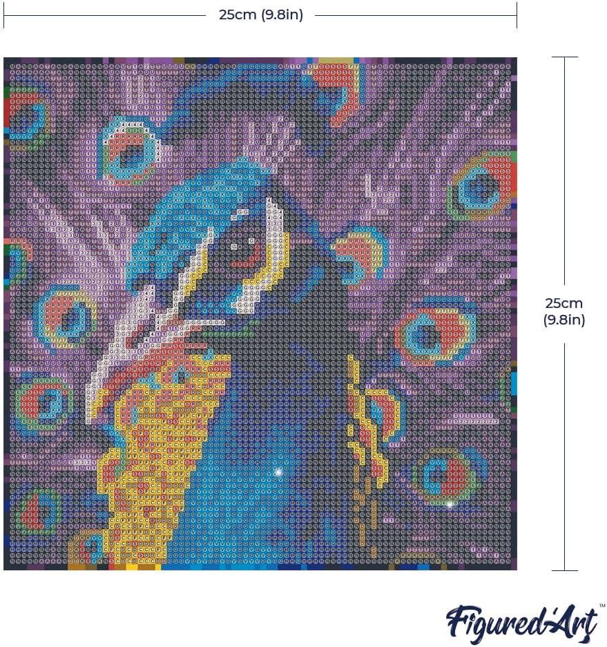 Figured’Art Mini Diamond Painting Art kit for Adults 10"x10" with Frame Full Round Drill 5D Graceful Peacock Complete DIY - Already Framed Canvas
