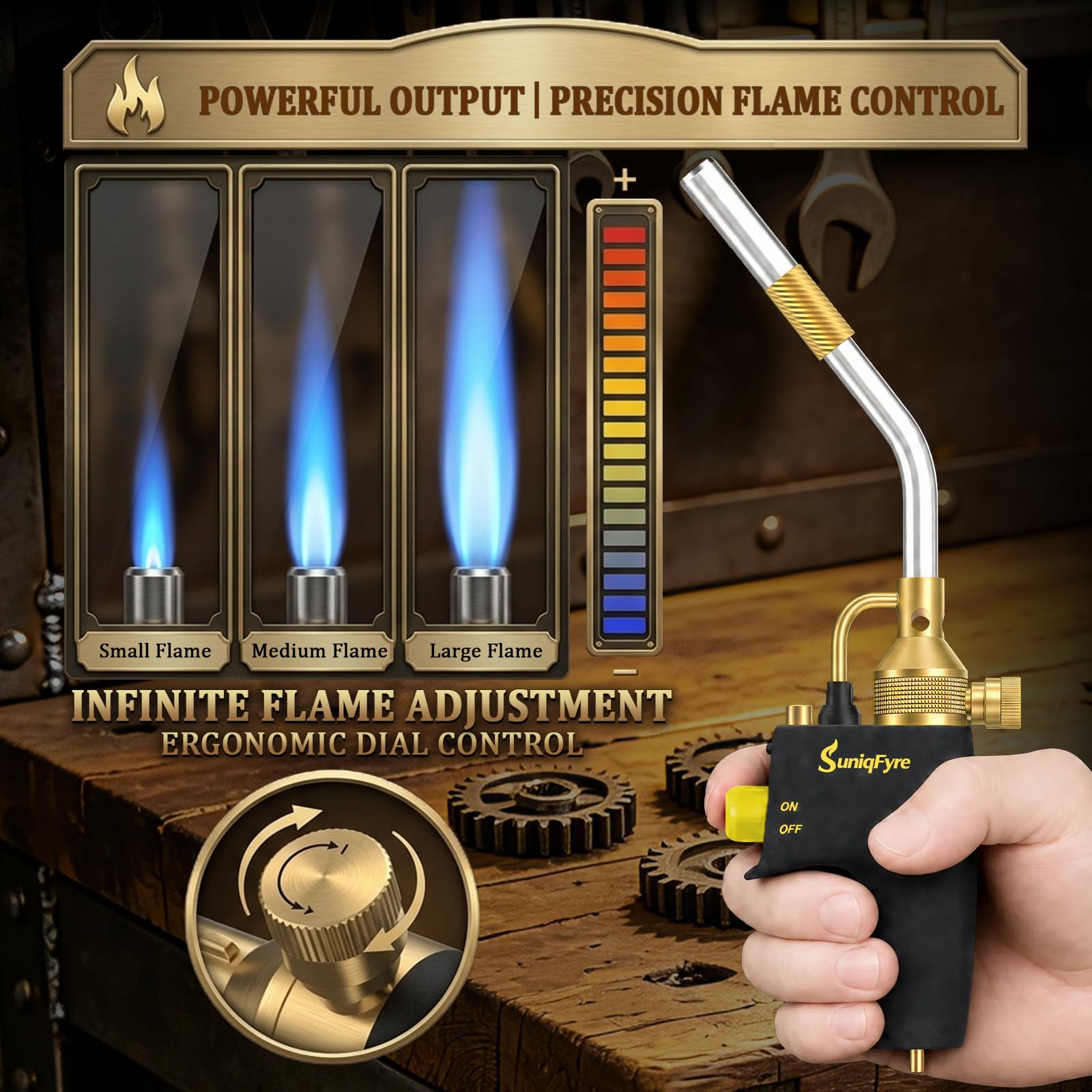 Propane Torch Head, Upgraded 10,000 BTU, Built-in Regulator&Flame Lock, 360° All-Angle Burn Plumbing Torch Compatible with MAPP/MAP-Pro/Propane for Soldering, CSA Certified — Amazon image 5