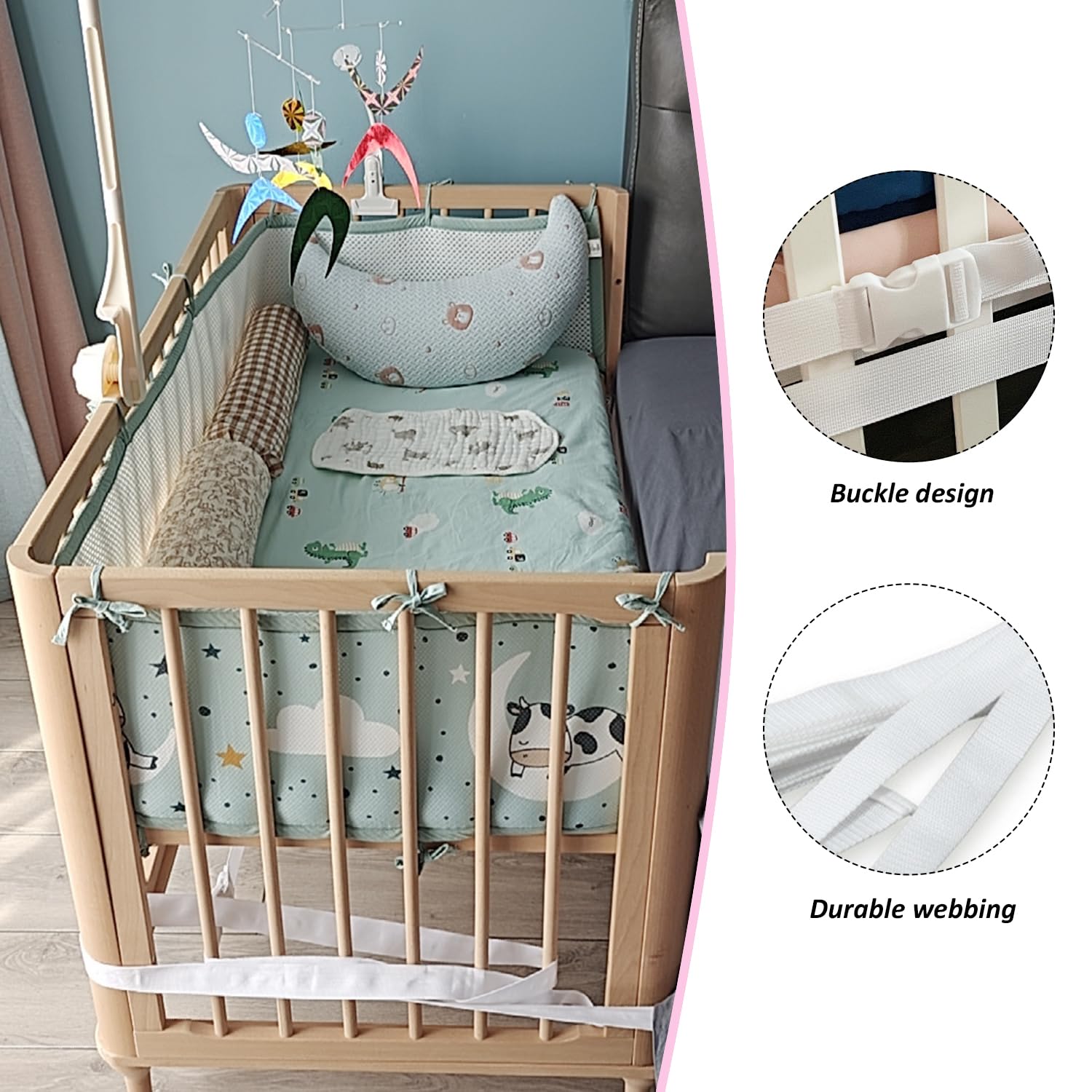 1 Piece Crib Fixing Strap and 1 Piece Mattress Organizer, Anti-Moving Strap, Adjustable Strap, Bedding Accessories - Image 3