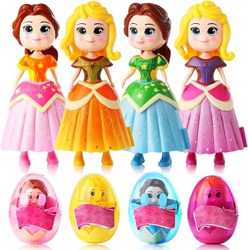 xutengy 4 Pack Christmas Stocking Stuffers Jumbo Princess Eggs,Deformation Prefilled Deformation Toys for Kids Toddler Boys Girls Easter Basket Essentials Fillers