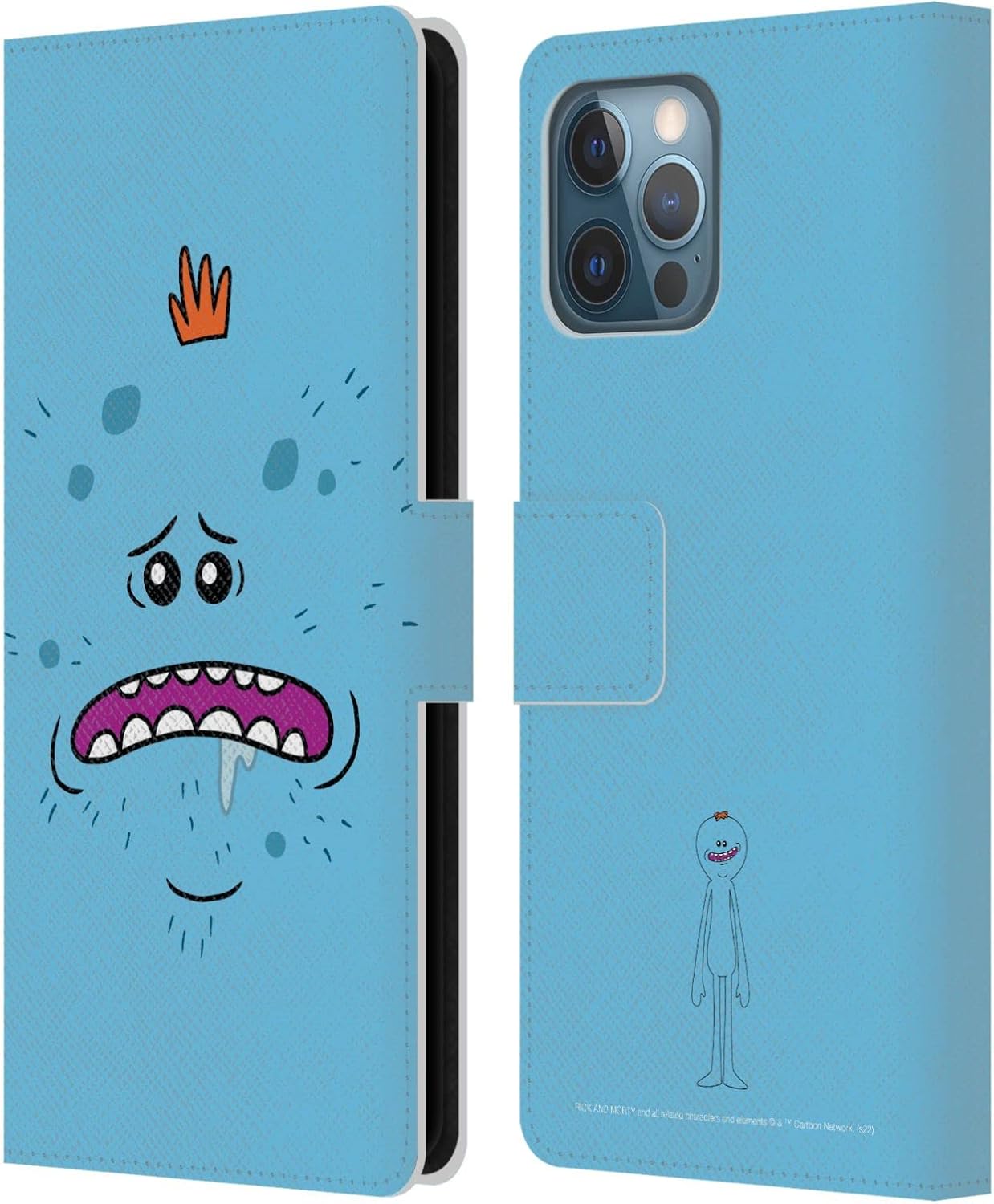 Head Case Designs Officially Licensed Rick and Morty Mr. Meeseeks Season 4 Graphics Leather Wallet Case Compatible with Apple iPhone 12 Pro Max