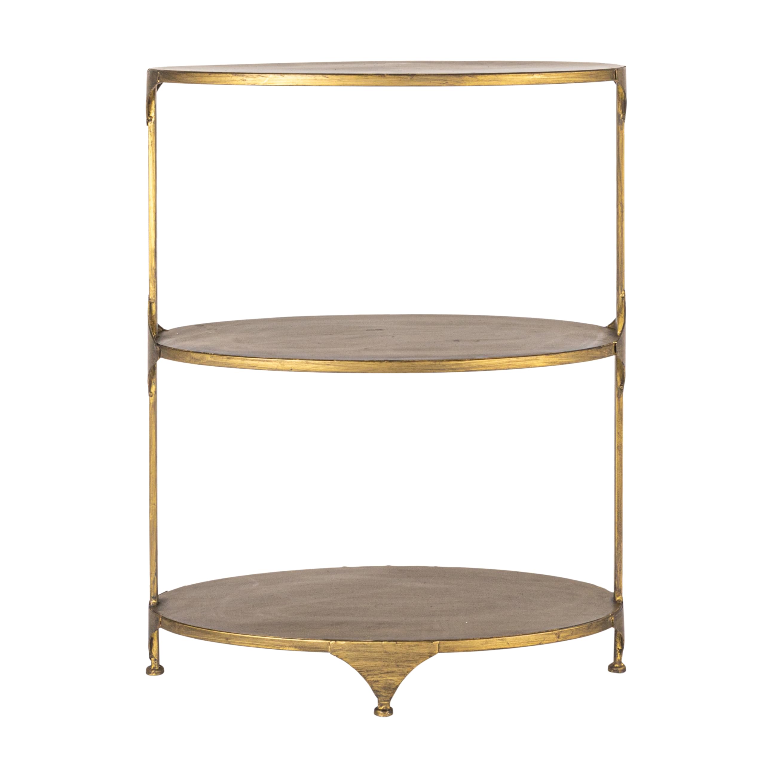 Creative Co-Op Antique Gold Oval Metal 3-Tier Shelf/Side Table