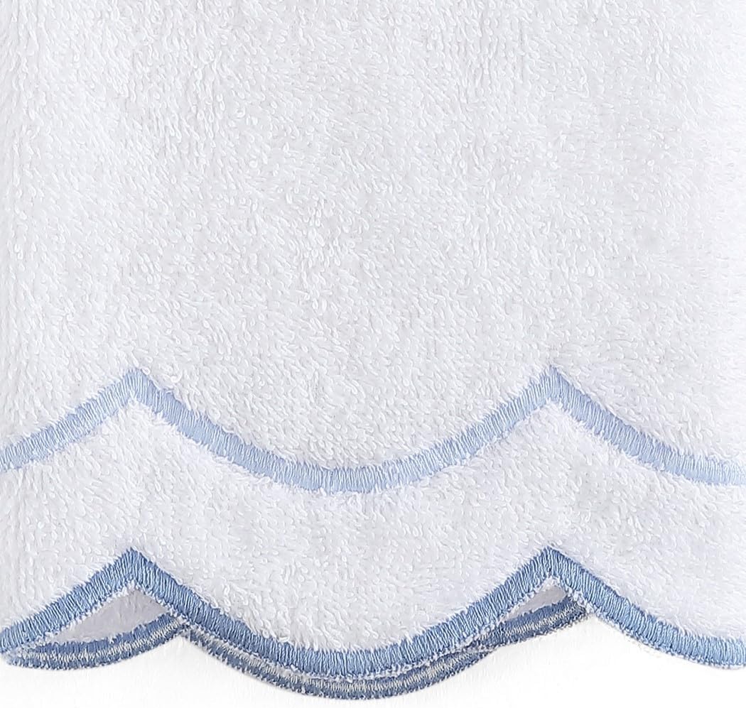 Peri Home 100% Cotton Hand Towel for Bathroom, Embroidered, Soft & Absorbent, 500 GSM, 1 Piece, 16" x 27", White with Blue Scallop - Image 5