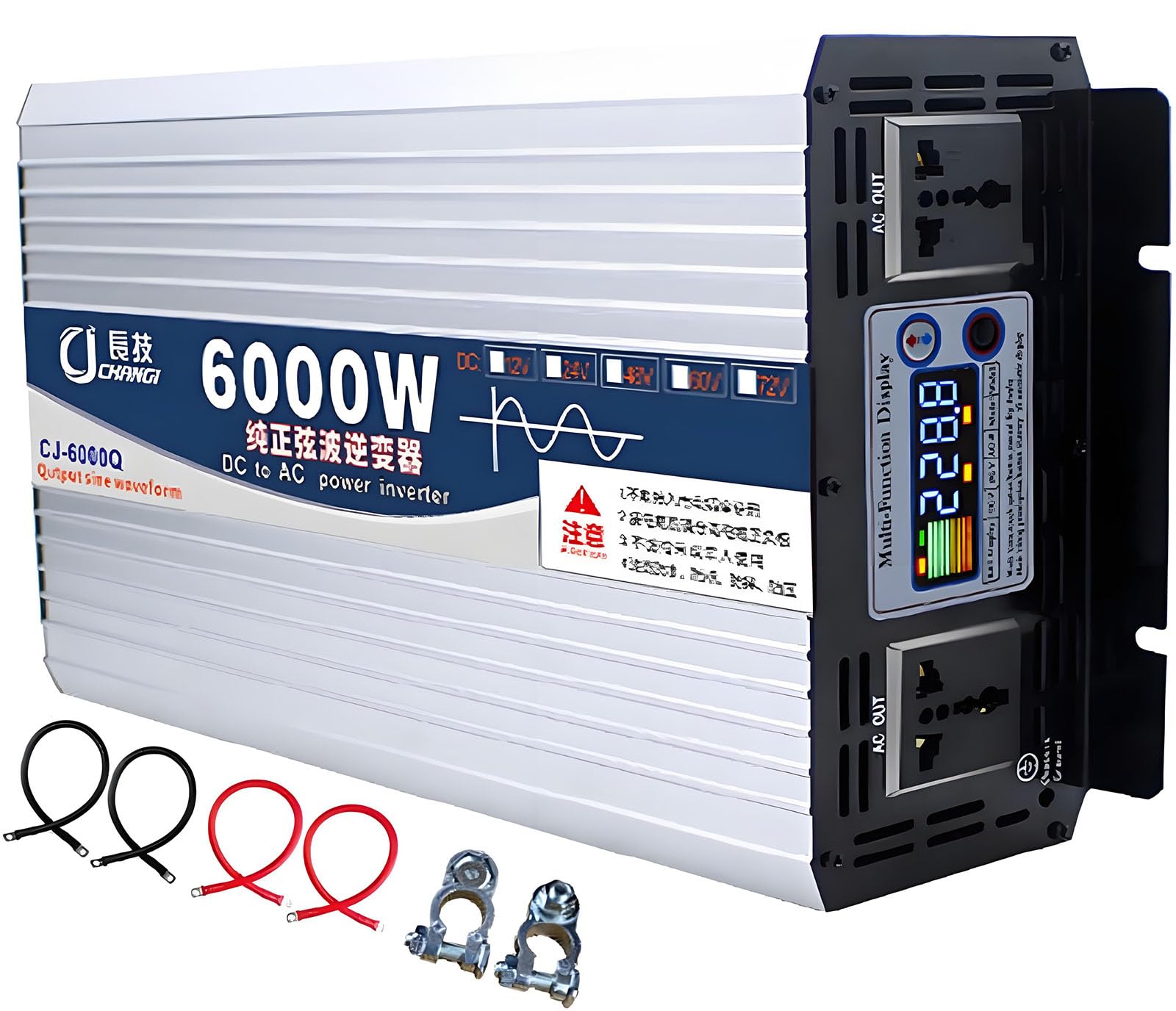 Upgraded high Power 6000W 8000W 10000W 12000W 16000W Pure Sine Wave Power Inverter 12V 24V 48V DC to 110V 220V AC Converter with LED Display for Car/RV Home Solar System(6000W,48vto220V)