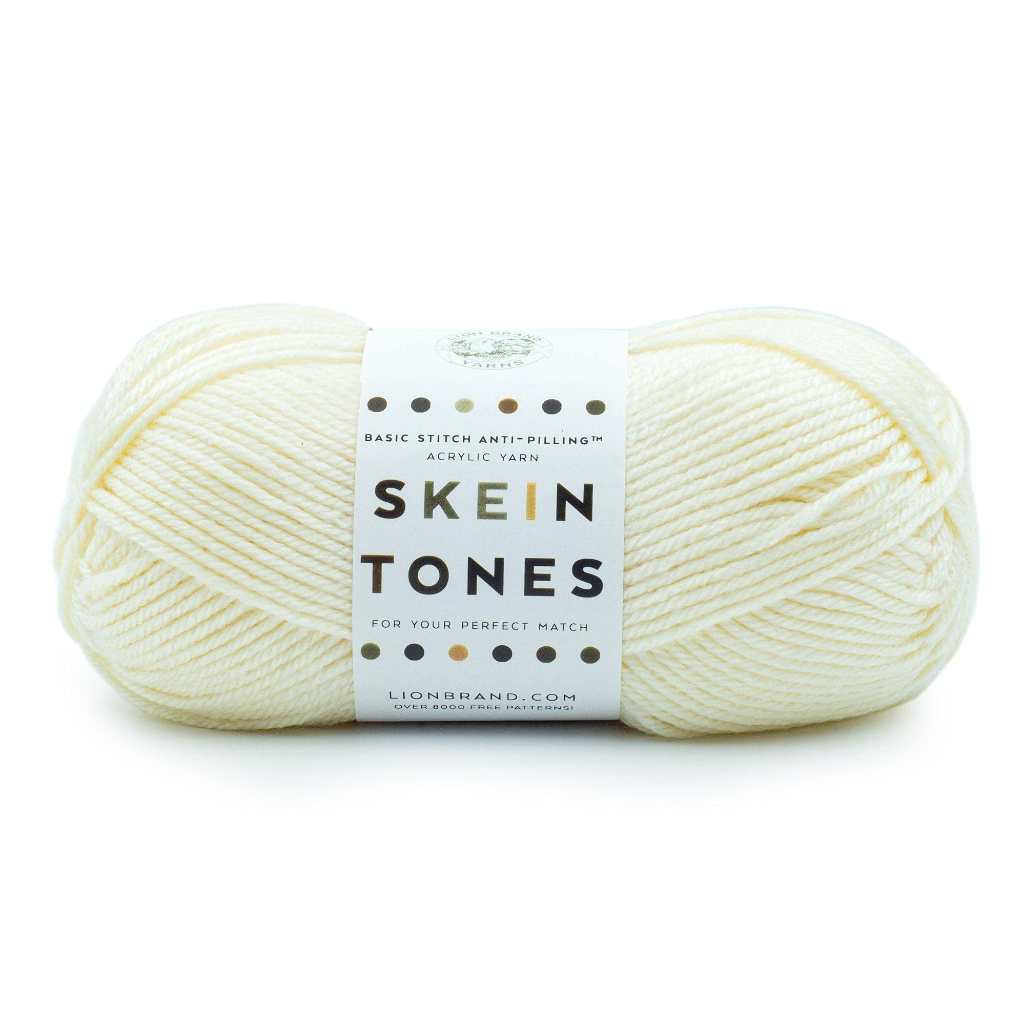 Lion Brand Yarn Basic (“Skein Tones”) Stitch Anti-Pilling Knitting Yarn, Yarn for Crocheting, 1-Pack, Ivory