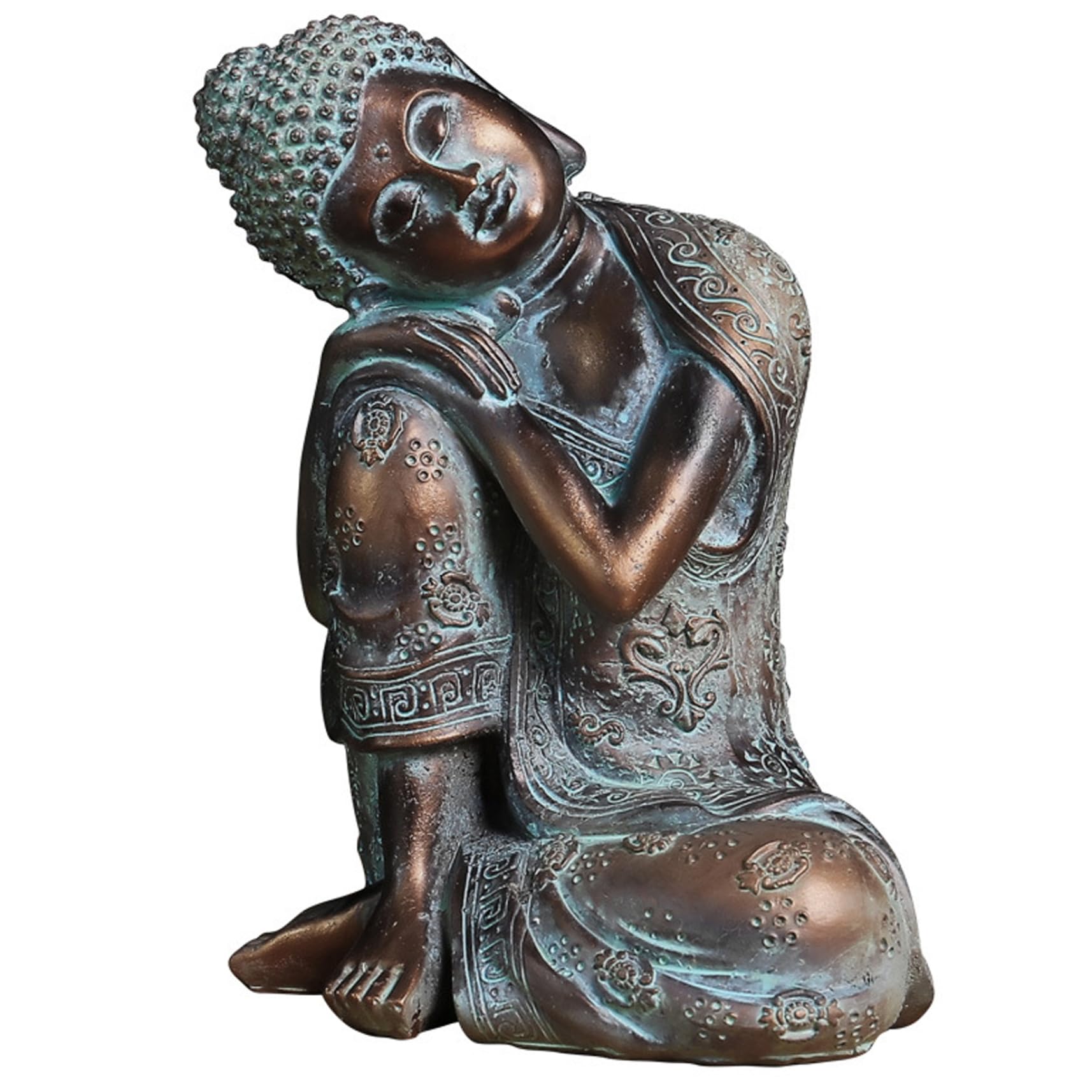 Pineeseatile Buddha Statue Indoor Resting Buddha Ornaments for the Home 9.5'' Tall Figurine Resin Sleeping Statues Feng Shui Meditation Decor Style 1, Statue Indoor