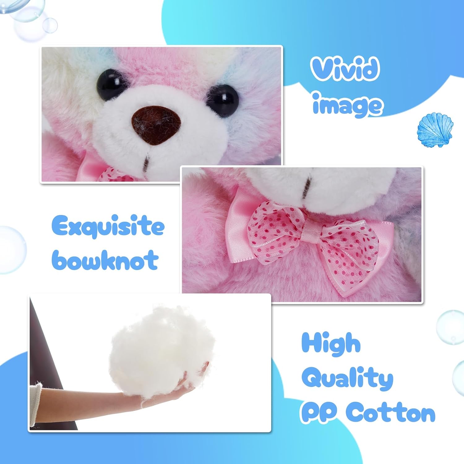 BSTAOFY Light up RainbowTeddy Bear LED Stuffed Animal Soft Nightlight Glow Bear Plush Toy Gifts for Kids Mom Girls Birthday Valentines, 8"