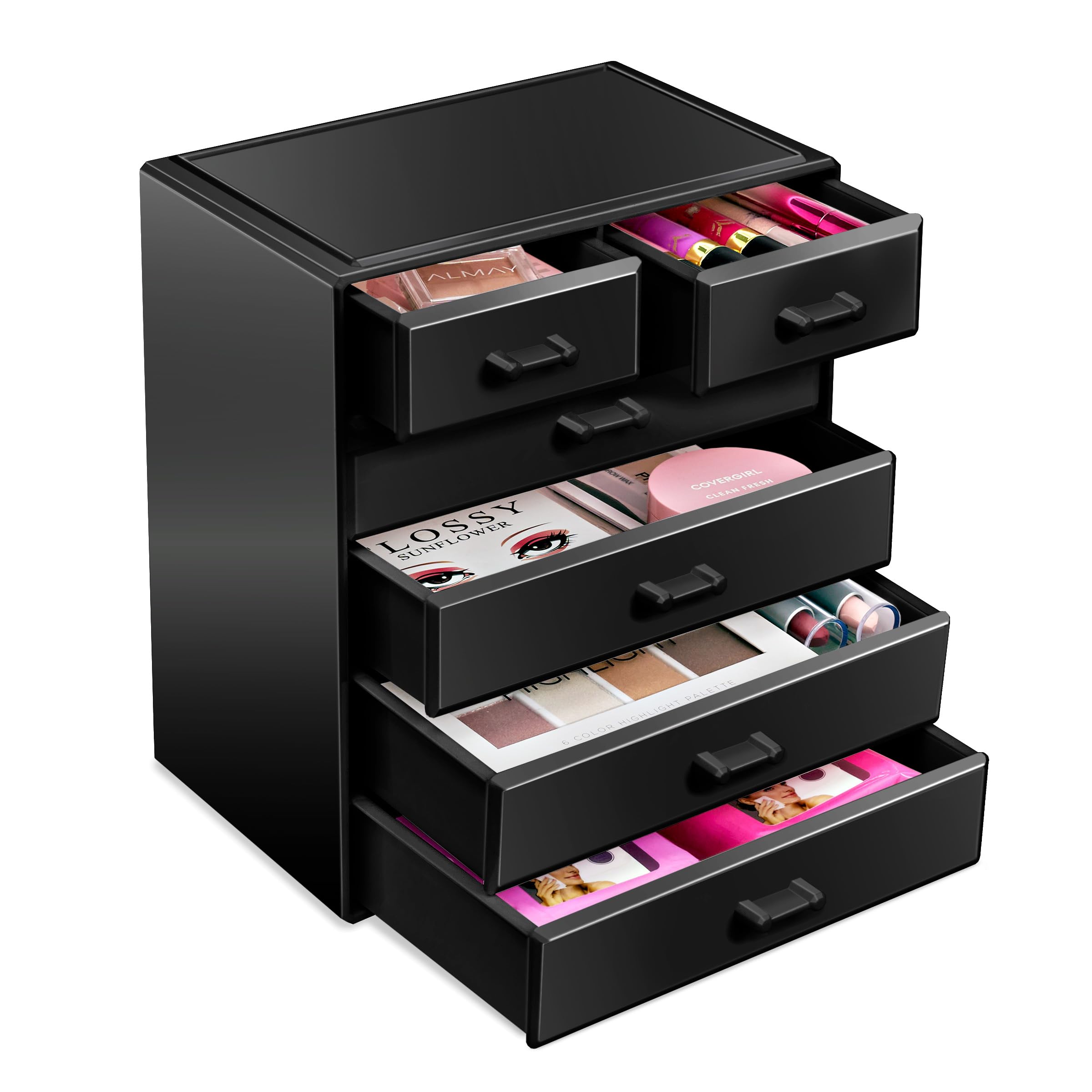 Sorbus Organizador de maquillaje acrílico, estuche de organización y almacenamiento para cosméticos y joyas, organizador de maquil