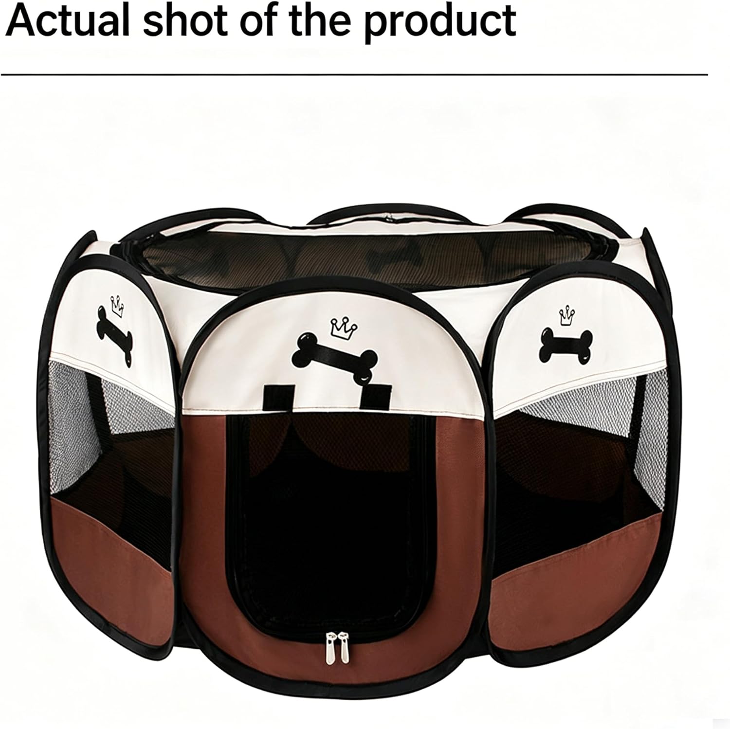 Pop Up Pet Playpen, Foldable Octagon Dog Playpen for Indoor Outdoor, Portable Puppy Kitten Playpen with Breathable Mesh, Cat Birthing Box Whelping Pen for Small Animals (L)