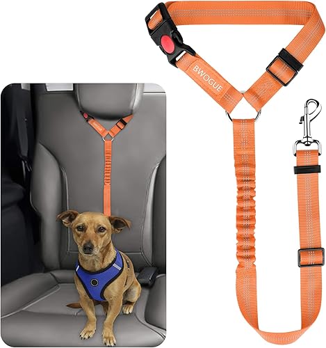 Miniatura 8 de BWOGUE Cinturones de seguridad para perros y gatos, reposacabezas de coche, correas de seguridad ajustables para cinturón de seguridad