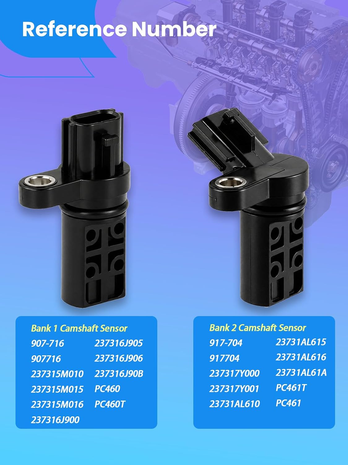 SV-Cam-PC460-PC461-2PC Engine Camshaft Position Sensor Kit (Bank 1 & Bank 2) Replacement for Nissan Altima, Maxima, Murano, Frontier, Pathfinder, for Infiniti G35, FX35, M35 3.5L 4.0L V6