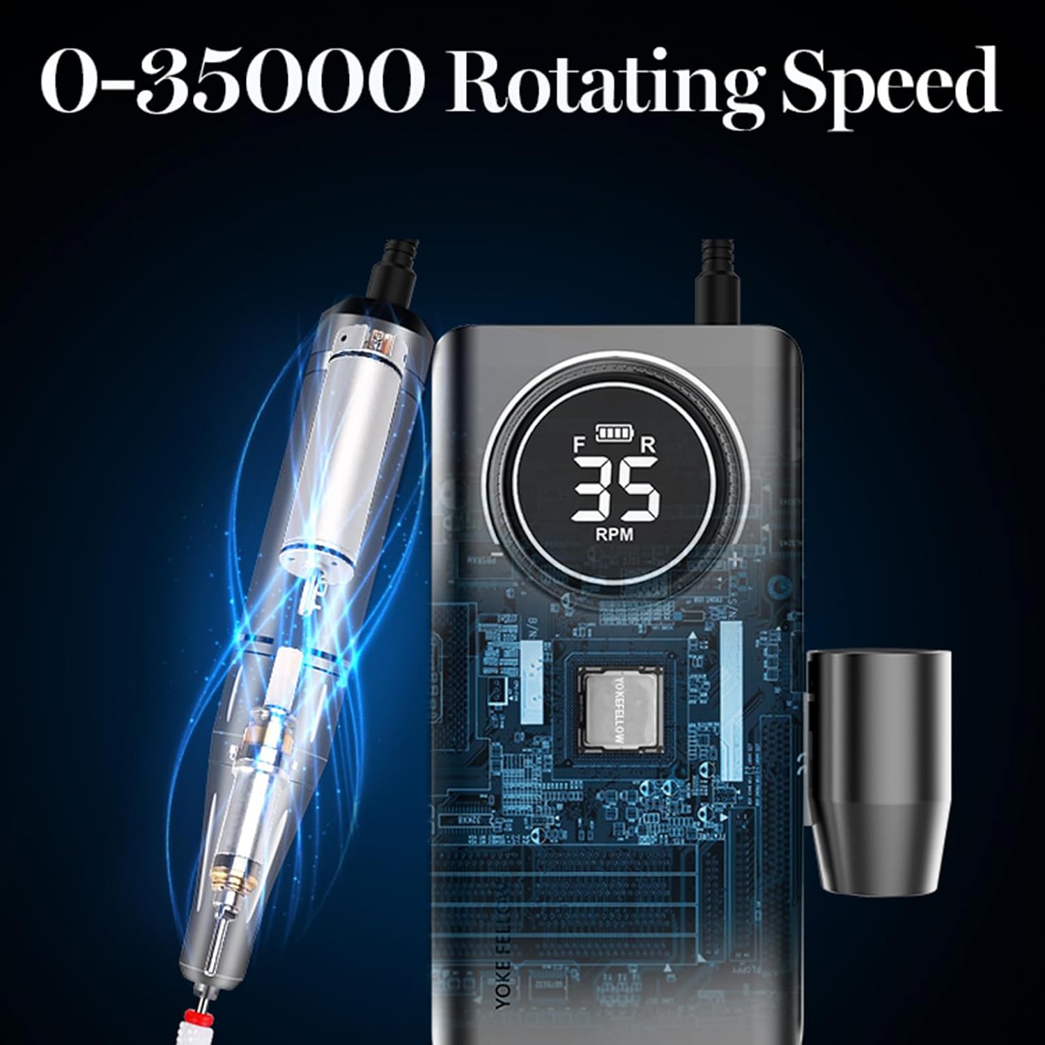 Electric Nail Drill Professional, Portable Nail File for Acrylic Gel Nails, USB Rechargeable Portable Nail Files Kit with 6 Bits for Manicure Pedicure Shaping Carving Polishing,Gray