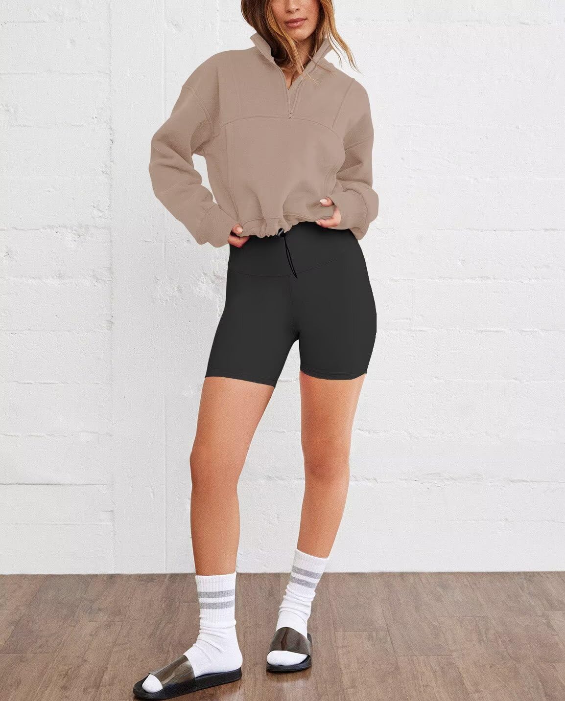 LEEDYA Womens Long Sleeve Half Zip Sweatshirts Oversized Casual Pullover Tops Fall Fashion Outfits 2025 Y2k Clothes - Image 3