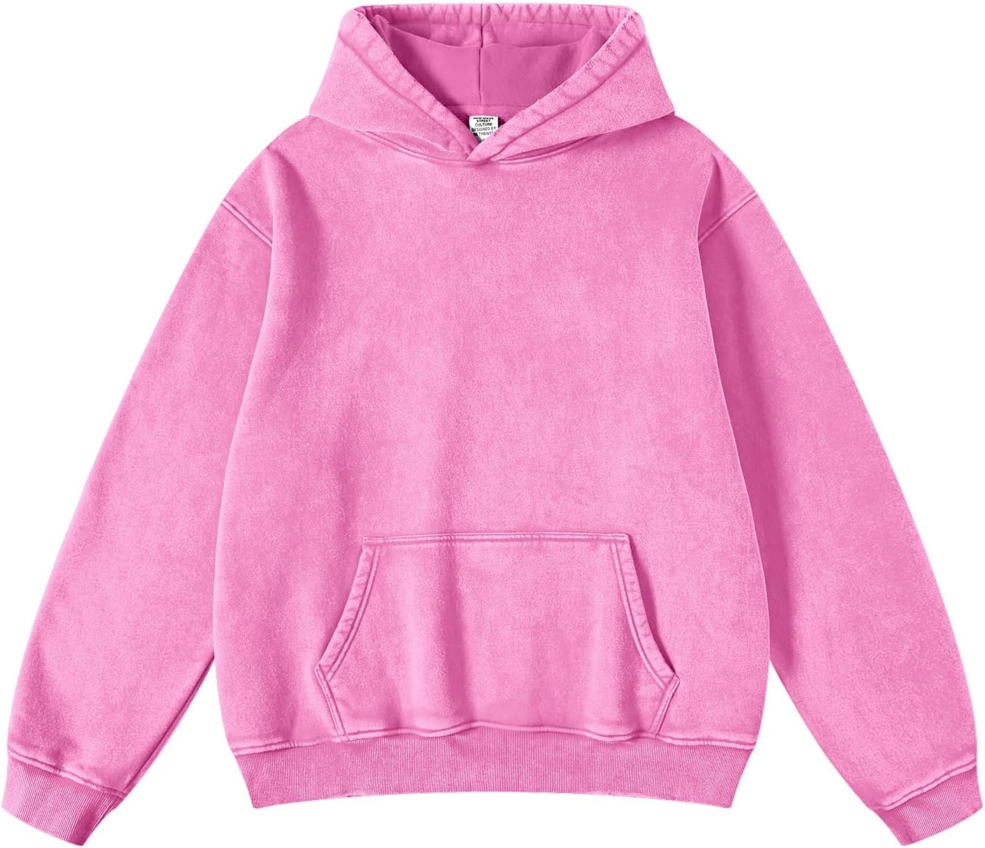 FAIABLE Mens Hoodies Pullover Oversized Hoodie Wash Plush Cotton Hooded Sweatshirt Vintage Heavyweight Hoodie Men Streetwear, Light Pink, S