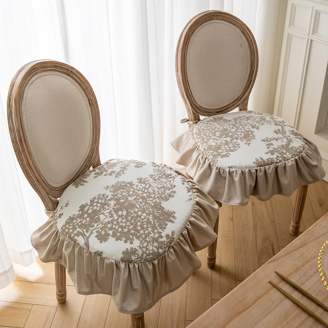 vctops Set of 2 French Country Ruffles Chair Cushion with