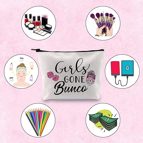 Miniatura 10 de TSOTMO Divertido regalo de Bunco para niñas, noche fuera, Bunco Bunco Party Girls Bolsa de maquillaje con cremallera, Beige, Blk-girls Gone Bunco