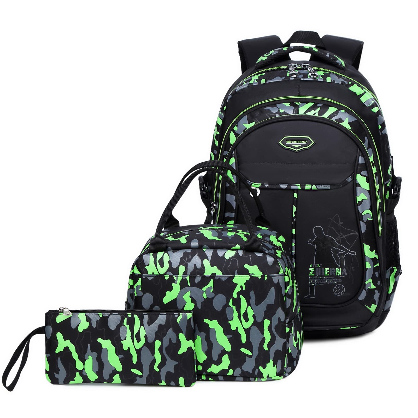 IvyH Mochilas Escolares Juveniles, Mochila Niño Camuflaje 3 en 1 Bolsas Escolares Impermeables Gran Capacidad