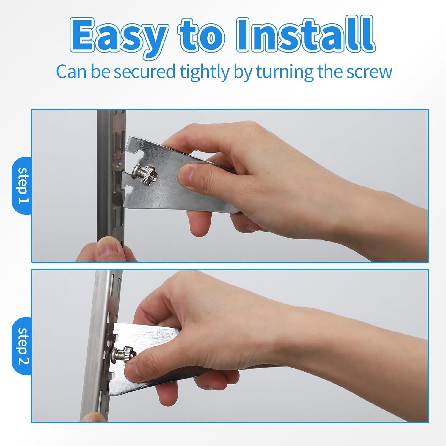 12 Pack Shelf Bracket Adjustable Wire Shelf End Bracket for Single Track Dual Track System Closet Organization Heavy Duty Shelf Track Locking Shelf Brackets (Silver, 11.8 inch)