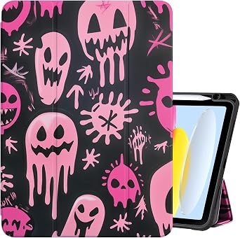 Compatible with iPad A16 11th Generation 11 Inch 2025,Compatible with 10th Generation Case 2022 Compatible with iPad 10.9 Inch Case Pencil Holder Soft Back Women Girls Cute-Black Pink