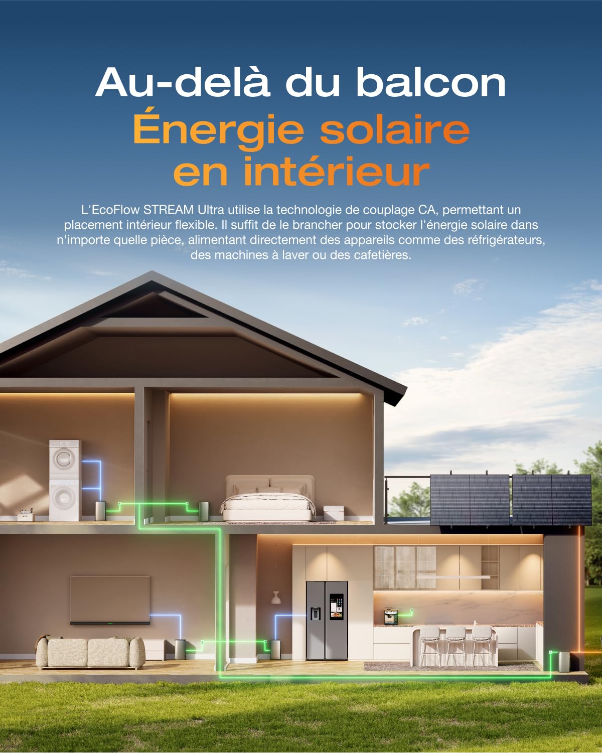 EF EcoFlow STREAM Ultra*2 Batterie de 3,84 kWh pour kit solaire, entrée solaire 2800 W (4 MPPT), ports CA doubles 2300 W, micro-onduleur intégré, extensible à 11,52 kWh, contrôle intelligent par IA